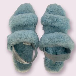 Abound Blue Furry Sling Back Slides Slippers